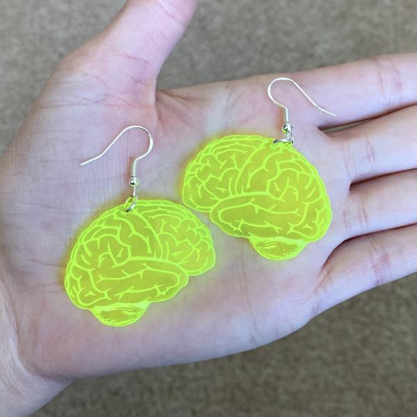 Neon Green or Clear Brain Earrings picture