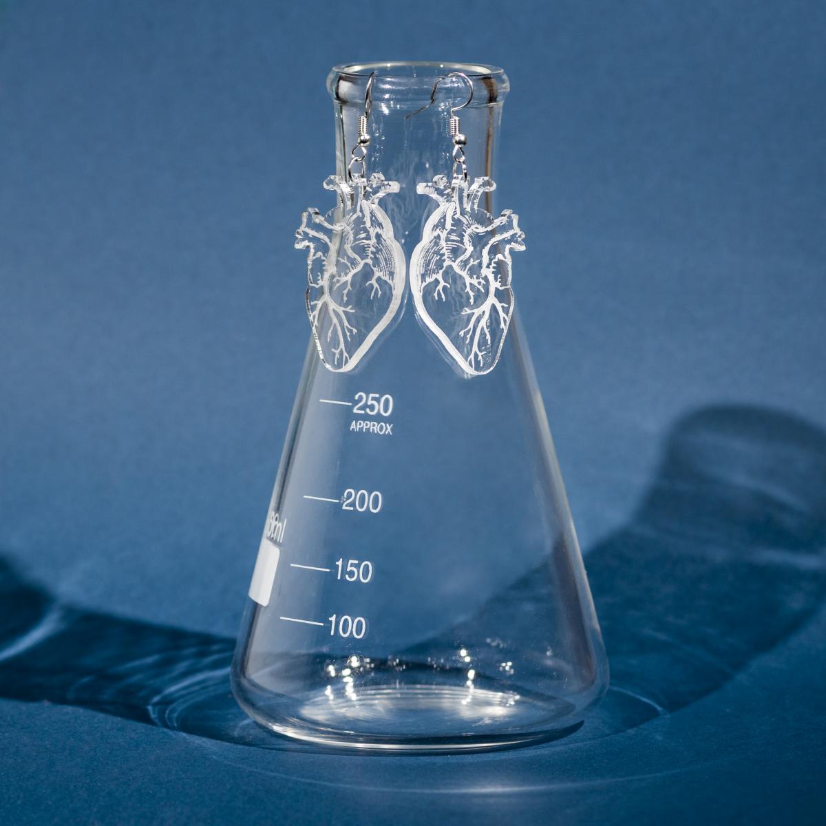 Neon Pink or Clear Heart Earrings picture