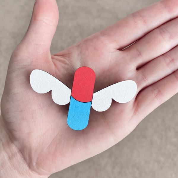 Hand-Painted Pill Fly Pin picture