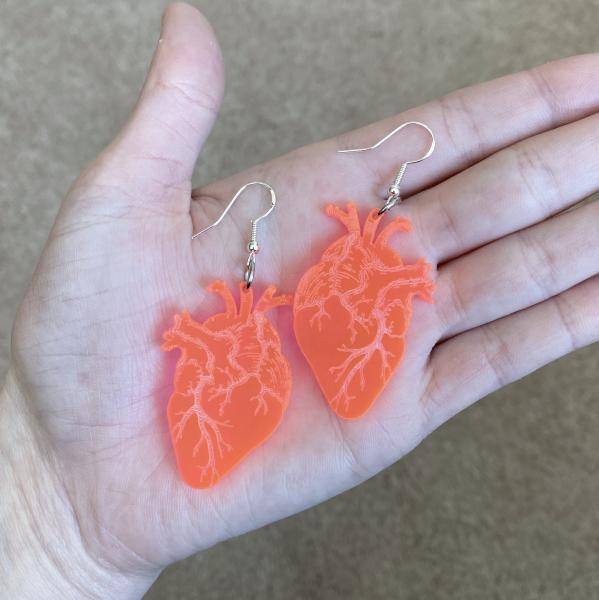 Neon Pink or Clear Heart Earrings picture