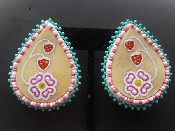 Beaded and hand painted florals picture