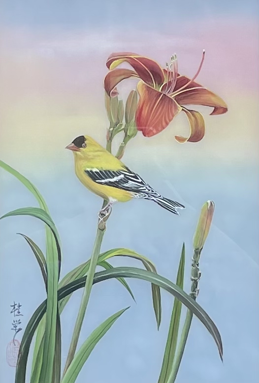 Daylily & Gold Finch picture