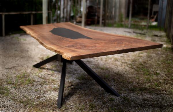 Walnut and Black Epoxy Dining Table picture