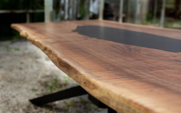 Walnut and Black Epoxy Dining Table picture