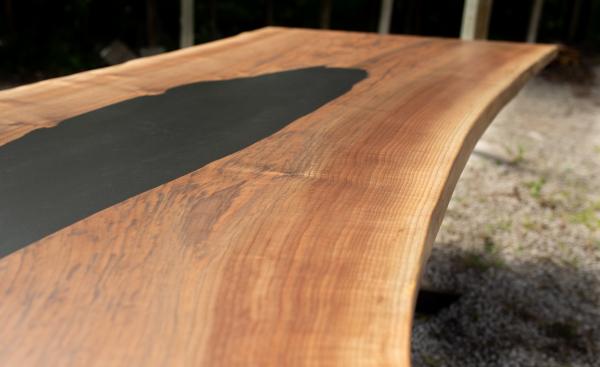 Walnut and Black Epoxy Dining Table picture