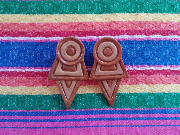 Coyolxauhqui Earring - Red Oxyde Glazed