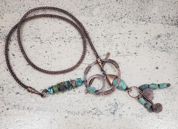 Necklace Handmade Viking Knit with Turquoise picture