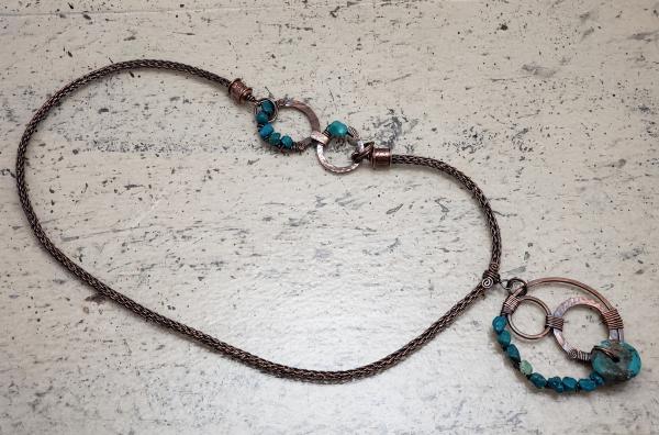 Necklace Handmade Viking Knit chain with Turquoise Focal