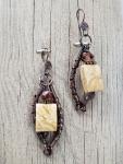 Earrings Pineapple Jasper, Czech Glass