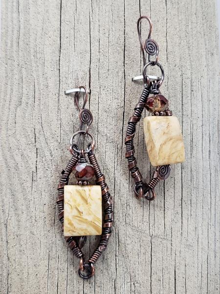 Earrings Pineapple Jasper, Czech Glass picture