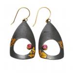 Dark Chocolate Tri-Curve Earrings with Pink Tourmaline