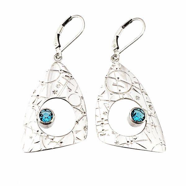 Time Traveler Tri-Curve Earrings with Swiss Blue Topaz picture