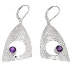 Time Traveler Tri-Curve Earrings with Amethysts