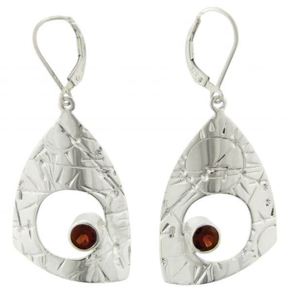 Time Traveler Tri-Curve Earrings with Garnets