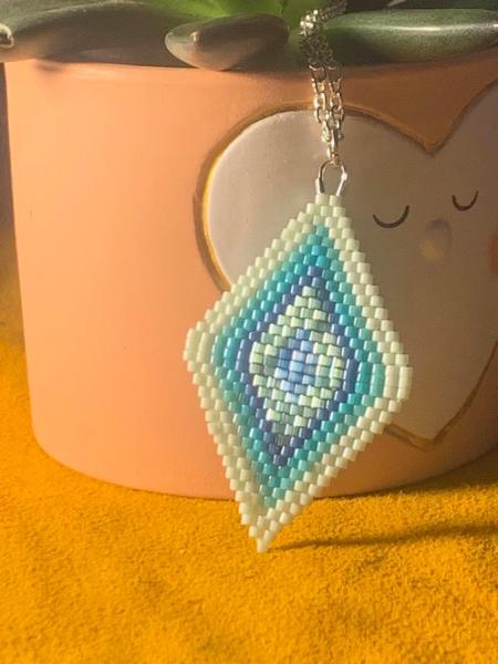 Blue Diamond Brick Stitch Necklace picture