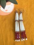 Red Dentalium Shell Two-Tiered Earrings