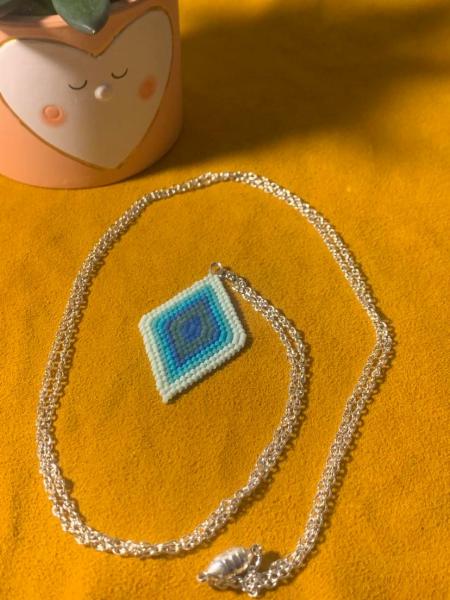 Blue Diamond Brick Stitch Necklace picture