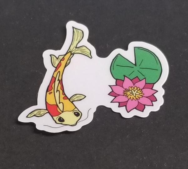 Koi and Lotus Transparent Sticker