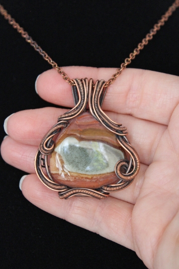 Polygram Jasper Uniquely Wrapped Copper Pendant picture