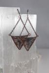 Woven Copper Triangle Hanging Earrings