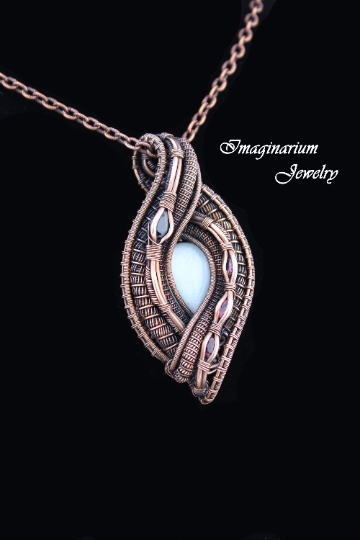 Moonstone, Sapphire, and Tourmaline Copper Wire Wrapped and Woven Pendant picture