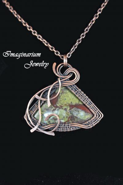 Dragon Blood Jasper Copper Wire Wrapped And Hammered Pendant