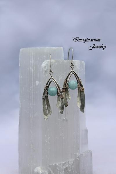 Aquamarine Sterling Silver Wishbone Earrings picture