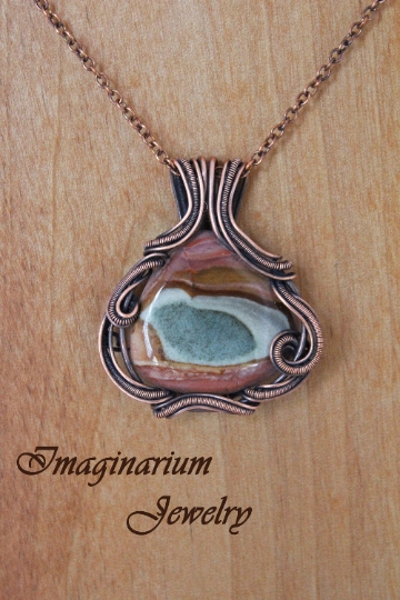 Polygram Jasper Uniquely Wrapped Copper Pendant picture