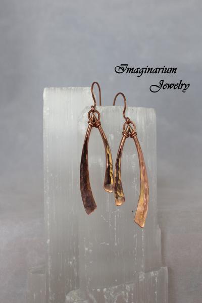 Raw Copper Soldered, Hammered, and Lacquered Earrings picture