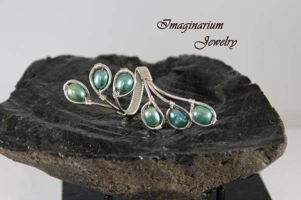 Teal Freshwater Pearl Sterling Silver Statement Ring picture