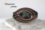 Kambaba Jasper and Tourmaline Intricately Woven Copper Wire Wrapped Cuff With Hammered Clasp