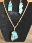 Teal stone necklace set