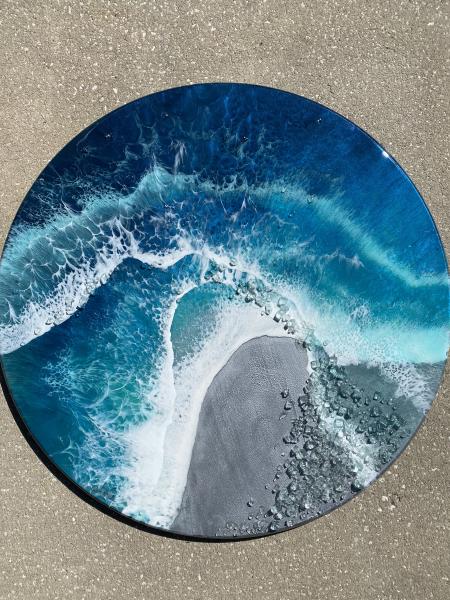 35” circle glass  wave picture