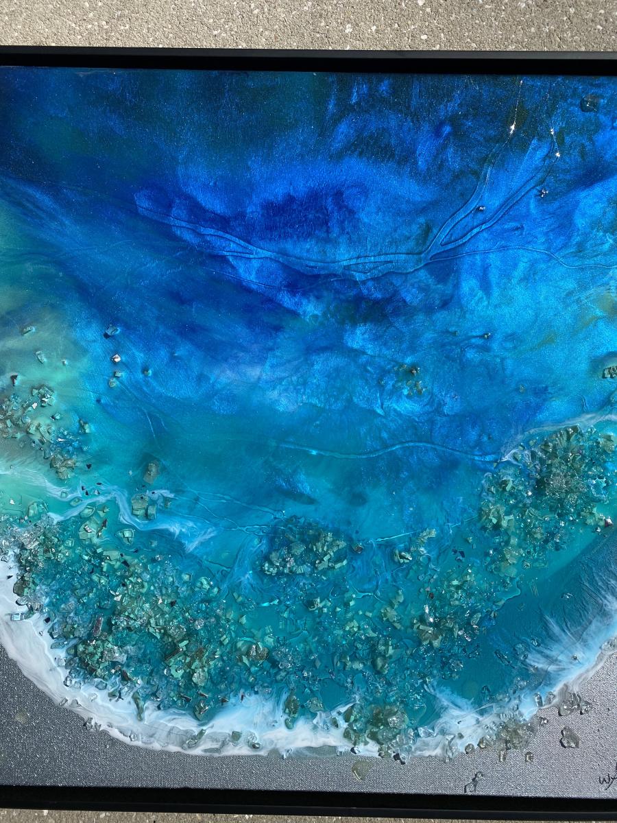 Resin wave diptych picture