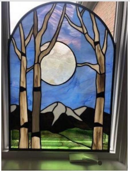 Stained Glass snow capped mountains