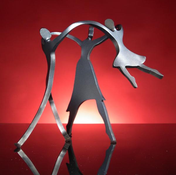 Dancing Family with 1 child 12" in steel picture