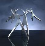 Dancing Family with 2 children 14" in steel