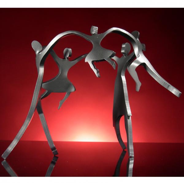 Steel Dancing Family with 3 children 10" in steel picture