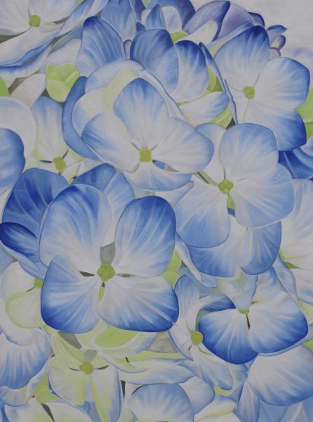 Blue Blossoms II - Original Oil Painting by Shobika