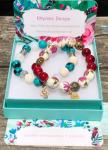Women 7 inches stretchy beaded bracelets with charm, semi precious stones, glass beads