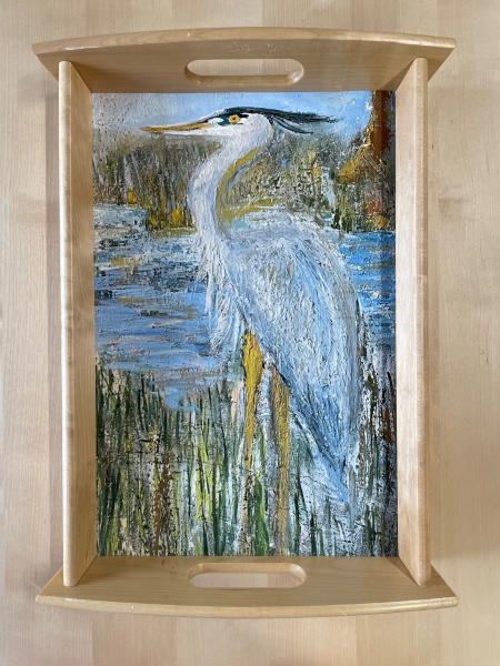 Wooden Blue Heron Tray