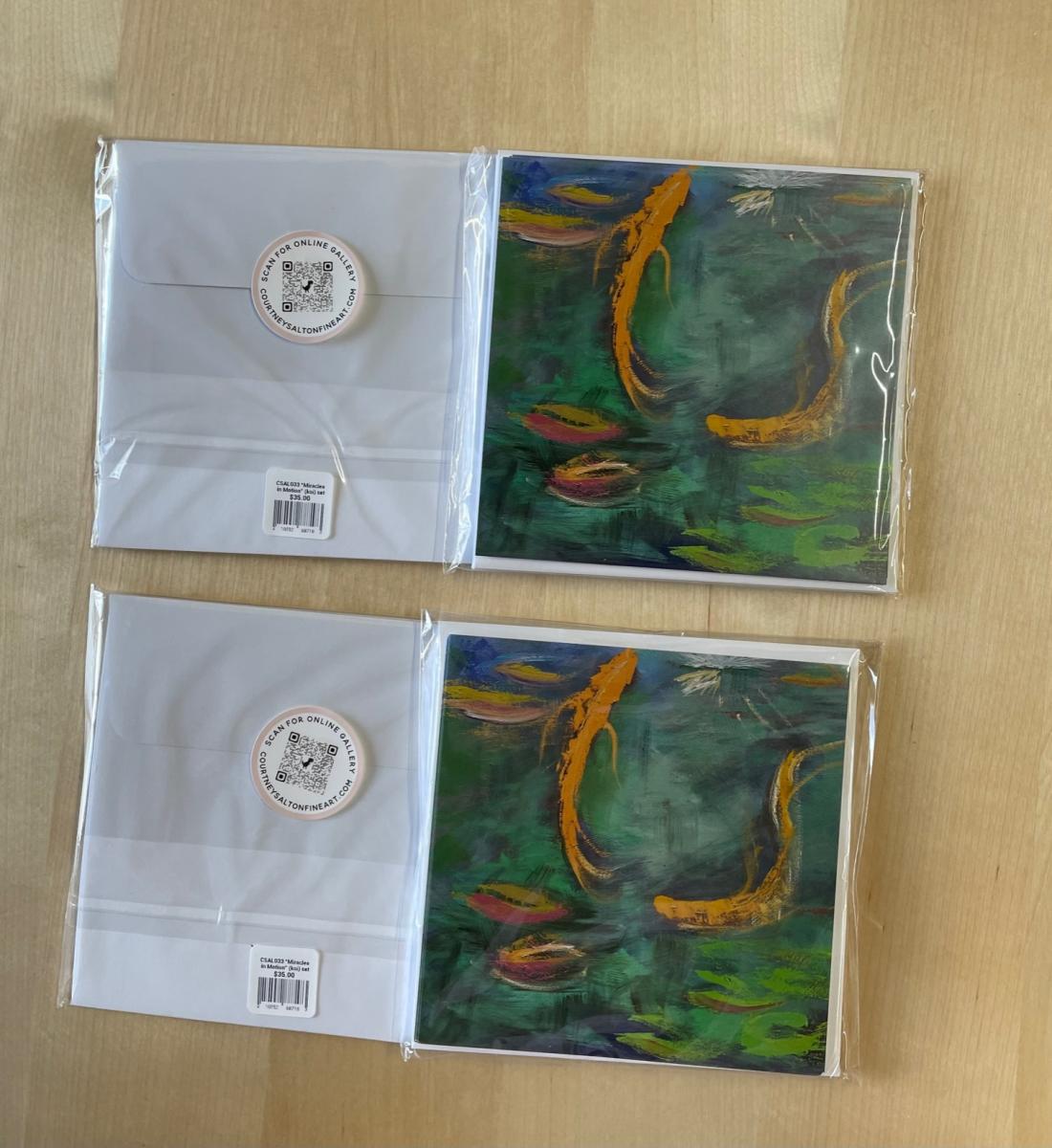 Square Koi Notecard Sets of 8 with envelopes picture