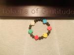 Multicolored Beaded Stretch bracelet with small crosses