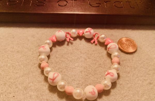 Breast Cancer Awareness Beaded Stretch Bracelet picture