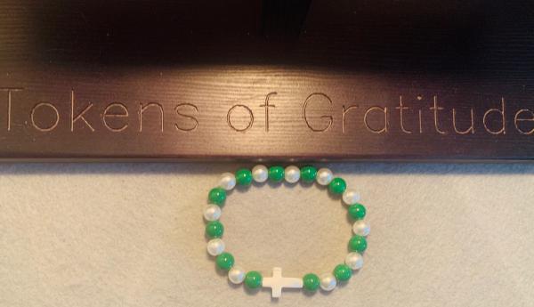 St. Patrick's Day Beaded Bracelet with Cross picture