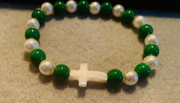 St. Patrick's Day Beaded Bracelet with Cross picture