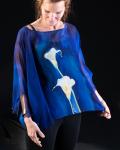 Blue Calla Lily Silk Chiffon Magyar Top