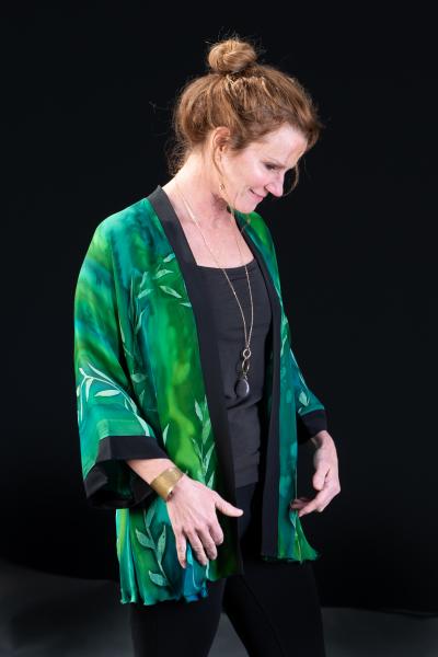 Hand Painted Silk Jacket in BAMBOO design picture