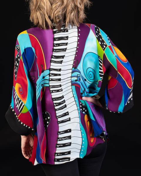 Hand Painted Silk Jacket in JAZZ PIANO design picture