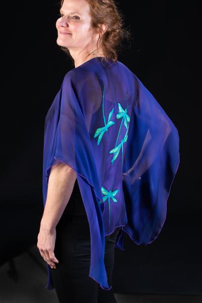 DRAGONFLY Silk Chiffon Poncho